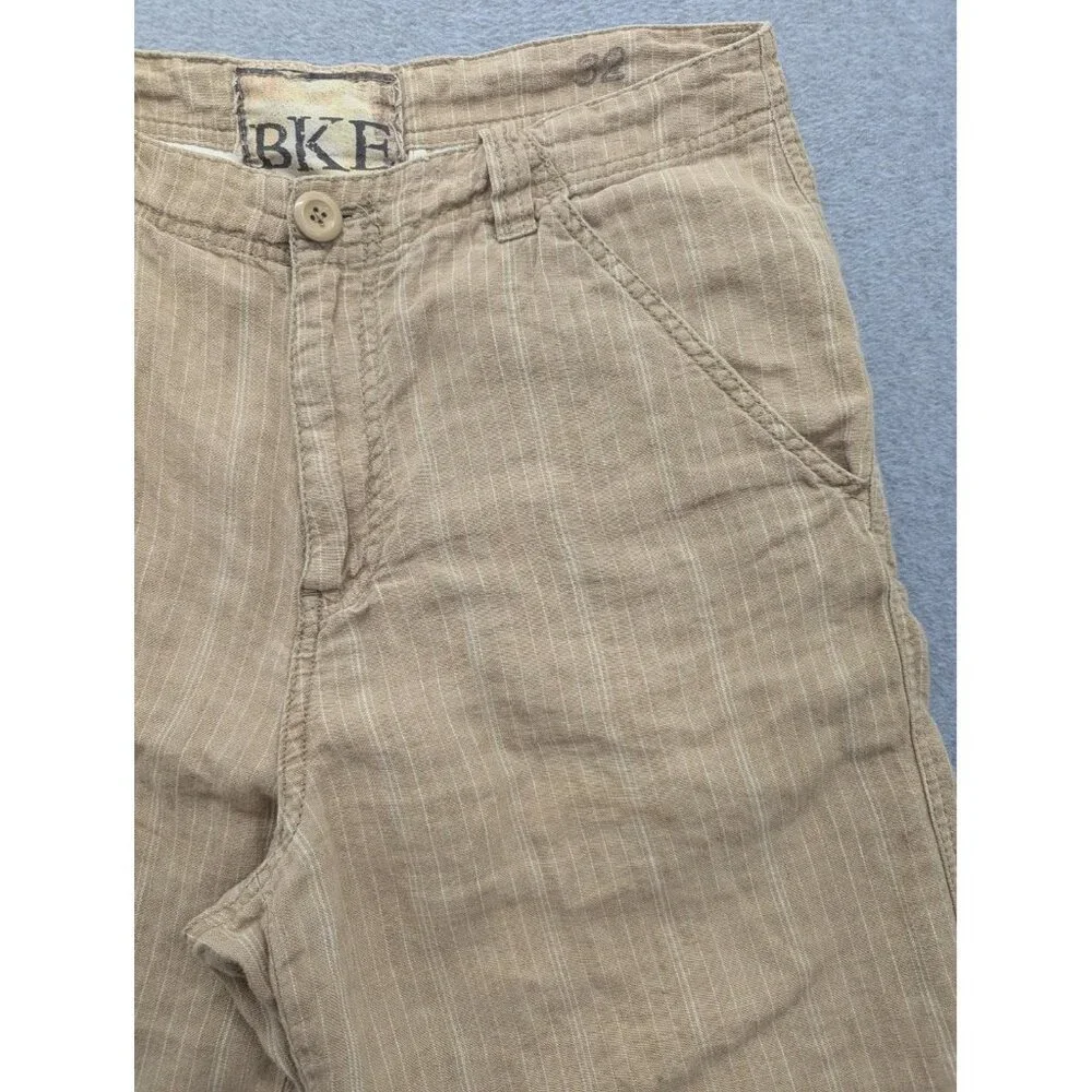 BKE Shorts Mens 32 Timber Cream Linen Loveland Flat Front 26488AM Casual Summer